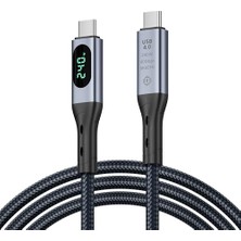 Pratik Ev LED Ekranlı Usb4 Kablosu; 8k Video, Max 40GBPS Veri Aktarımı, 240W USB C, USB C Şarj Kablosu, Lphone 16, Macbook, Thunderbolt 3, Monitör, Yerleştirme Istasyonları (3.3 Ft) ile Uyumlu