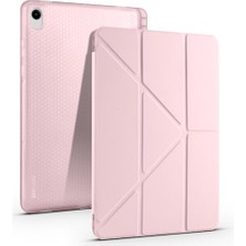 Pratik Ev Galaxy Tab S11 Uyumlu Rose Gold Kılıf; Kalem Bölmeli ve Standlı Tri-Folding Yapı