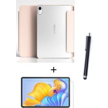 Pratik Ev Huawei Matepad 11.5 Inç 2023 ile Uyumlu Standlı 360 Korumalı Kılıf, Ekran Koruyucu ve Kalem 3'lü Set, Pembe 1