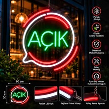 Açık Neon LED Tabela 60X30 cm – Işıklı Pleksi Vitrin Tabelası – Işletme Dekorasyon