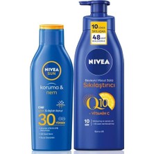 Pratik Ev Güneş Losyonu SPF30 200 ML+Q10 Sıkılaştırıcı Vücut Sütü 400 ml