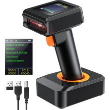 HW0006 | 2d Wireless Barcode Scanner With Display Screen – Bluetooth, 2.4g & USB 3-In-1 Kablosuz El Tipi Barkod Okuyucu