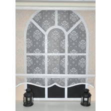 Çift Mekanizmalı Kirli Beyaz Damask Tül Perde ve Ekru Stor Perde STB45252-V01
