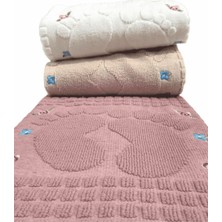 ayhanhome Pamuklu Nakışlı Ayak Havlusu 50 x 70 cm 3 Adet Pudra Krem Kahve Renkli Yumuşak Doku