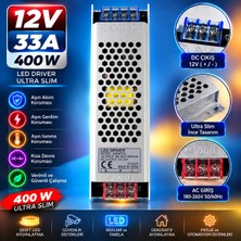 Powerr Led Aydınlatma 12 Volt 33 Amper 400 Watt Ultra Slim Metal Kasa Trafo
