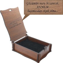 (Tesbihane) Özel Mesaj Yazılı Kahverengi Ahşap Hediye Takı Seti Kutusu (M-2)