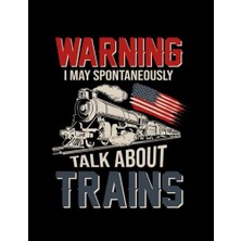 Pratik Ev Tren Temalı Amerikan Bayraklı Defter 8.5"x 11" 100+ Sayfa