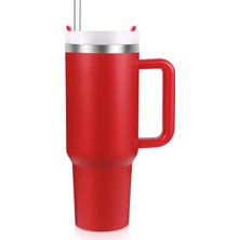 40 Oz Saplı Bardak, Paslanmaz Çelik Vakum Yalıtımlı Kapaklı ve Pipetli Bardak, Su, Buzlu Çay Veya Kahve, Smoothie ve Daha Fazlası Için (Noel Kırmızısı