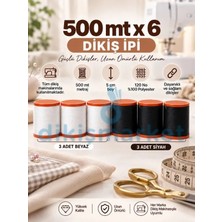 dm dikişmarket 120 No Karışık Renkli Dikiş ipliği Küçük Boy Dikiş ipi Makara (500 Mt)-Yerli Üretim 3 SİYAH /3BEYAZ