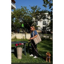 2 Fonksiyonlu Kedi Köpek Taşıma Çantası/minderi-Terletmez Keten Kumaş Içi Dolgulu Fermuarlı 80X50 cm (Gri)