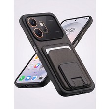 Mobaxaksesuar Honor 600 / 600 Pro Kılıf Kartlık Hazneli TPU Malzeme ile Şık ve Dayanıklı Siyah Kapak