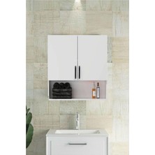 2 Kapaklı, Aynasız Moda Banyo Lavabo Dolabı, Aynasız Üst Dolabı - Beyaz