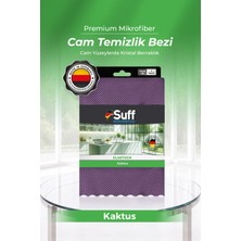 Suff Kaktüs Cam Mikrofiber Bez Büyük Boy Parlak Lake Dolap Yüzey Bezi Lazer Kesim 70x50 cm Mor