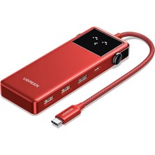 Ugreen 75214 CM888 Q-Pai Pro 7 In 1 Usb-C To 3xusb-A 3.0 Çoklayıcı 1x4K/60Hz HDMI 1xusb-C Pd 100W Şarj Desteği Çok Fonksiyonlu Bağlantı Istasyonu Kırmızı
