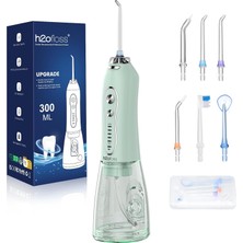 Şarjlı Kablosuz Ağız Duşu, Hızlı ve Etkili Diş Arası Temizliği – 300 ml Su Hazneli, 5 Modlu, 6 Başlıklı, Ipx7 Su Geçirmez, Diş Taşı Temizliği (Yeşil)