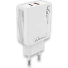 45 Watt USB + Type-C Pd Hızlı Şarj Başlık Adaptör Fast Turbo Qualcomm 3.0 (Yerli Üretim) (45W Çift Giriş)