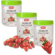 Çilek Aromalı Vegan Bezelye Proteini Tozu 400 gr x 3 Adet -%83 Protein Içerir Pae Protein Powder