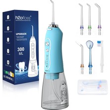 Şarjlı Kablosuz Ağız Duşu, Hızlı ve Etkili Diş Arası Temizliği – 300 ml Su Hazneli, 5 Modlu, 6 Başlıklı, Ipx7 Su Geçirmez, Diş Taşı Temizliği (Gök Mav