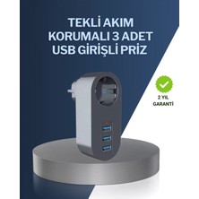 Pileli Store Çocuk Korumalı Termal Priz – 3'lü USB Şarj ve Akım Koruması