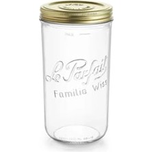 Pratik Ev Familia Wiss 1,5 L; 1500 ml Cam Saklama ve Konserve Kavanozu, Kahve ve Kuru Gıda Için, Çift Kapaklı Vakumlu Kapatma Sistemi.