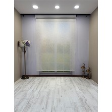 Çift Mekanizmalı Açık Gri Çizgili Desenli Tül ve Beyaz Mat Stor Perde 160 x 260