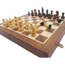 Komple Ahşap Mıknatıslı Satranç ve Tavla Takımı Orta Boy (36CM)