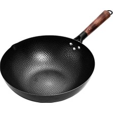 Saf Demir Wok, Geleneksel El Yapımı Demir Tava, Kaplamasız, Yapışmaz, Gazlı ve Indüksiyonlu Ocak Için (32CM) (A 30CM) (C 34CM)