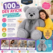 100 cm Dev Pelüş Papyonlu Ayı,yumuşak ve Sevimli Büyük Boy Oyuncak Ayı,sarılmalık Papyonlu,sevgiliye Hediye (Gri)