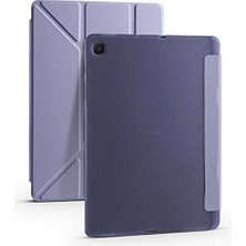 Pratik Ev Galaxy Tab S6 Lite P610 Uyumlu Tri Folding Kalem Bölmeli Standlı Kılıf Mor