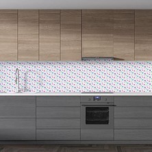 Pratik Ev Mutfak Tezgah Arası Fayans Kaplama Folyosu, Renkli Puantiye Desen, 60 x 200