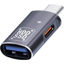 Pratik Ev 2in1 Type-C To Type-C ve USB Dönüştürücü Çevirici Otg Type-C To Şarj ve Otg 3.0 Dönüştürücü