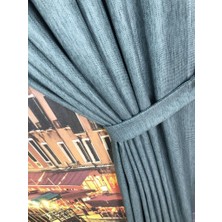 Fon Perde Keten Işık Engelleyici Blackout Linen Karartma Perde 150 x 270 Açık Petrol