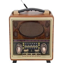 Pratik Ev M-2027BT Gerçek Ahşap Eskitme Kaplama Radyo, Fm Am Sw, Usb, Tf, Aux, Bluetooth Hoparlör, Kahverengi