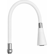 Pratik Ev Esnek Silikon Musluk Başlığı, Kıvrılabilir ve Oynar Başlıklı, Renkli Musluk Uzatma Aparatı, Mutfak ve Banyo Bataryaları Için Ayarlanabilir Su Yönlendirici 52 cm (Beyaz)