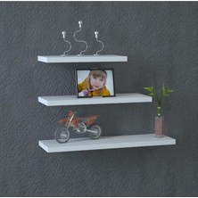 Beyaz Uçan Duvar Rafı 3 Lü Set Gizli Raf Beyaz BDR1009