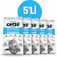 Catzo Premium Somonlu Yetişkin Kedi Maması 1 kg x 5 Adet – Toplam 5 kg