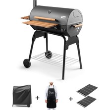 Grillord‑75 Kömürlü Barbekü (2 Adet Döküm Izgaralı) + Hediye Seti (Önlük + Kılıf)