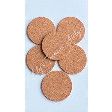 Lily's Tasarım Atölyesi Bardak Altlığı Mantar Yuvarlak İnce 6 Adet (Çap 9cm)(Kalınlık 3mm)