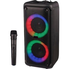 KTS-1973 Siyah Mikrofonlu Rgb Ledli Taşınabilir Bluetooth Hoparlör Parti Speaker
