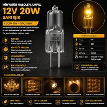Pratik Ev 12V 20W Minyatür Halojen Ampul G4 Duy Sarı Işık Kapsül Lamba