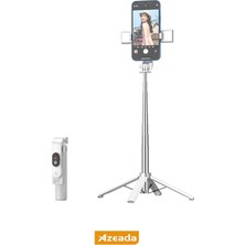 Bluetoothlu ve Şarjlı Kumandalı LED Işıklı Selfie Çubuğu Tripod Özellikli Beyaz, 10107