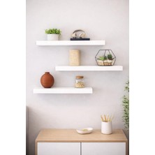 3'lü Uçan Duvar Rafı Set Gizli Raf- Beyaz 15X50