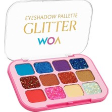 12'li Glitter Far Paleti No:02 – Yarı Mat & Işıltılı Renkler ile Yüksek Pigmentli & Kalıcı Göz Farı Paleti