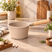 Lavonni Neptün 14 cm Döküm Sosluk & Sütlük Tava Cappucıno – Yanmaz Yapışmaz, Isıyı Eşit Dağıtan Mini Sos & Süt Isıtma Kabı