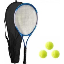 Slipt Tenis Raketi Seti, 26 Inç, 1 Raket, 3 Top, Mavi, Taşıma Çantası