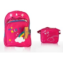 Genç Dijital Baskı Pembe Unicorn Desenli Okul Çantası, Çok Renkli, Unisex