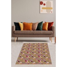 Theclouds Patchwork Kilim Desenli Dijital Baskı Yıkanabilir Kaymaz Taban Etnik Salon Halısı ve Yolluk, 60 x 120