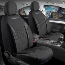 Volkswagen Passat B8 Impression ile Uyumlu Lüx Deri Detaylı Tay Tüyü Oto Koltuk Kılıfı Ön Arka Takım Edition Serisi Siyah
