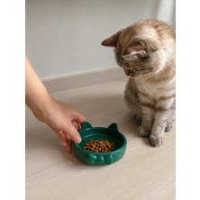 Papyon Model Beton Kedi Köpek Mama ve Su Kabı 16 cm Çap - Yeşil