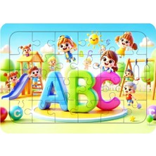 Sevimli Dostlar 24 Parça 29X18CM Eğitici-Öğretici Sağlıklı Ahşap Çocuk Puzzle Yapboz Serisi Tekli (Çiftlikteki Çocuklar)